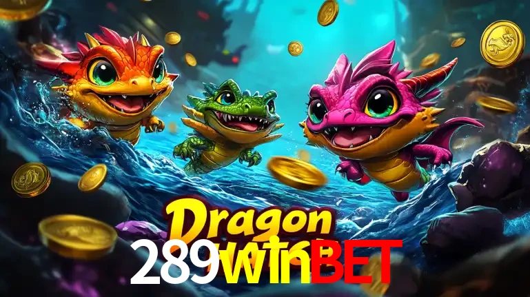 Arte promocional do jogo Dragon Hatch com três adoráveis dragões bebês nadando entre moedas de ouro, um dos slots mais divertidos para jogar no cassino 289winbet.