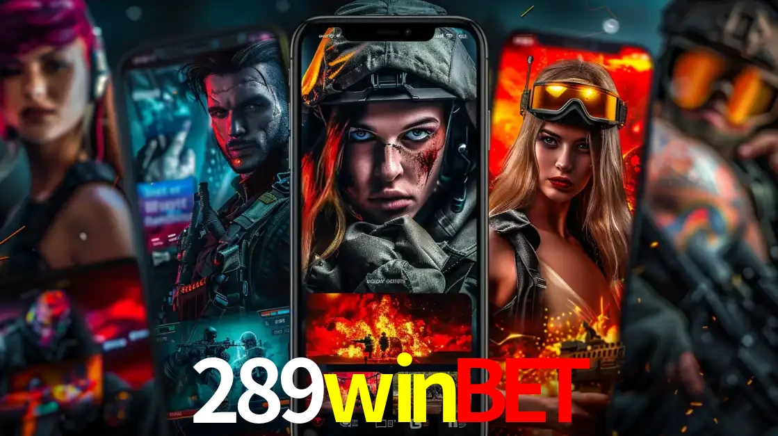 Montagem de telas de celular mostrando diversos personagens, masculinos e femininos, de um jogo de tiro, ilustrando a diversidade de equipes de e-sports para apostar no 289winbet.