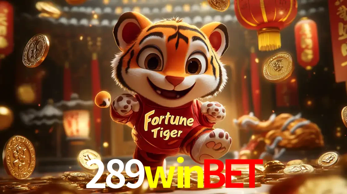 O alegre personagem do Fortune Tiger correndo sobre um caminho de moedas de ouro, simbolizando os grandes prêmios e a diversão do popular jogo de slot do 289winbet.
